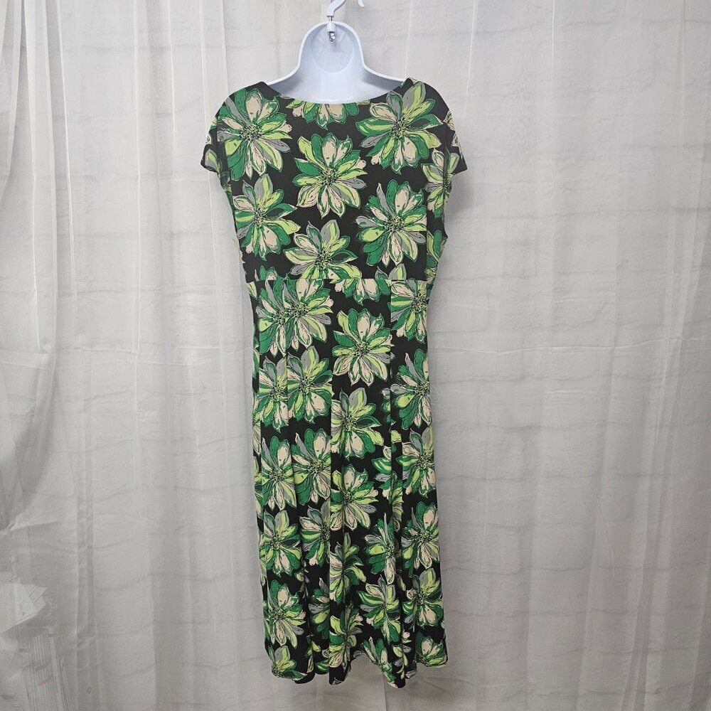 Jones New York Dress Green Midi Floral Boho Retro 16 - Picture 7 of 12